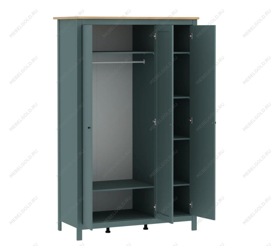 САГА шкаф 3 двери с зеркалом темно-бирюзовый/ясень | изображение 2