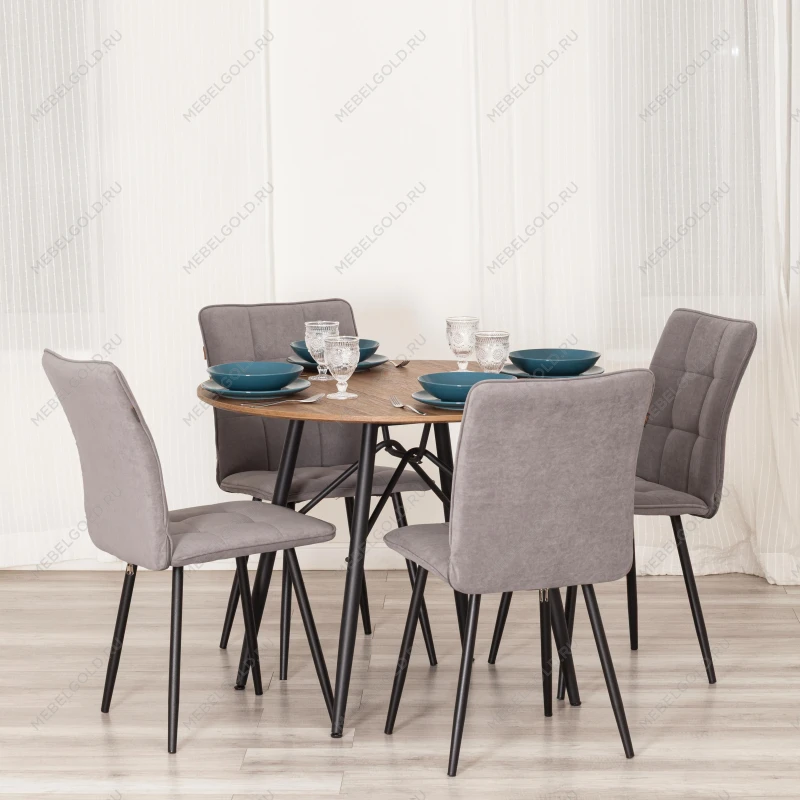 Стул обеденный Bari (2 шт. в упаковке), LT, велюр, серый/черный, 29, 41х55х89 см | изображение 10