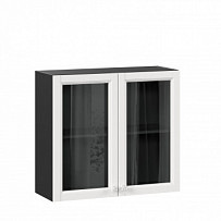 Джулия Шкаф кухонный 800 со стеклом (Чёрный/Белый)