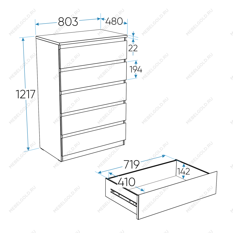 МАЛЬТА комод ИКЕА / IKEA 5 ящиков 80х121 белый | изображение 4