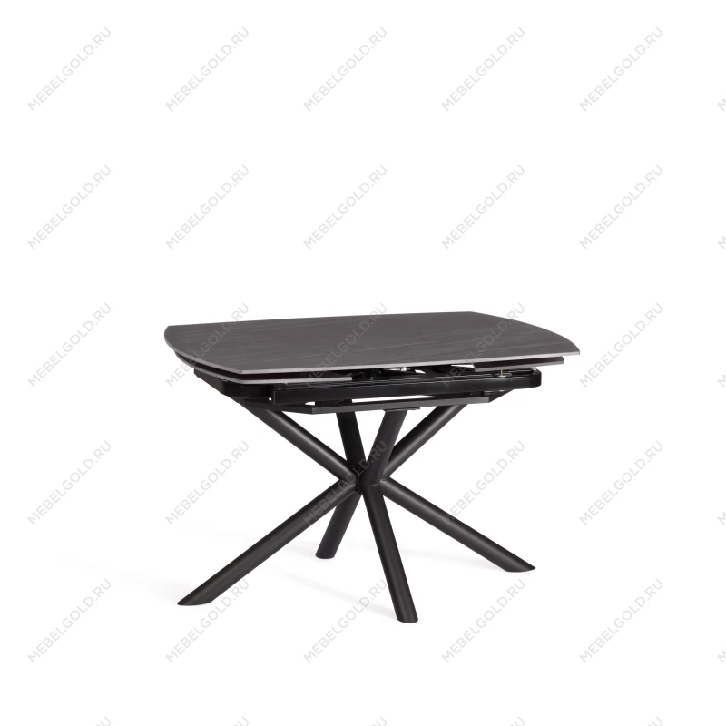 Стол обеденный Winston/Винстон, столешница керамика (матовая) /опоры металл, темно-серый/черный, (120+30+30)x80x75(+1) см | изображение 3