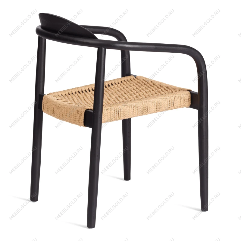 Стул MIDGARD, дерево вяз/бечевка, черный, 50х51х78,5 см | изображение 2