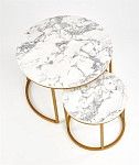 Комплект Halmar PAOLA, 2 стола журнальных (белый мрамор/золотой) | изображение 9