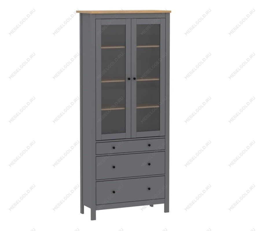 САГА шкаф с витриной 90 серый/ясень | изображение 3