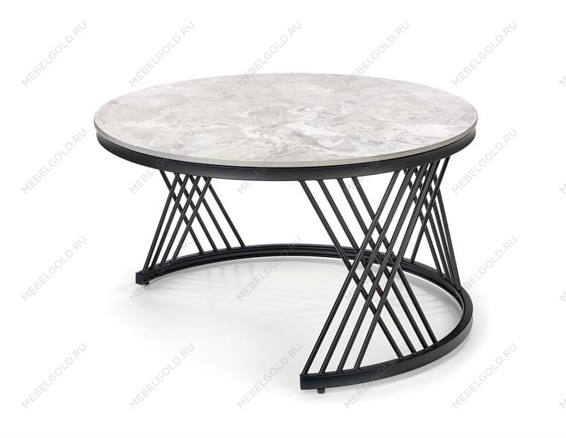 Комплект Halmar FLAMINGO, 2 стола журнальных (серый мрамор/черный) | изображение 5