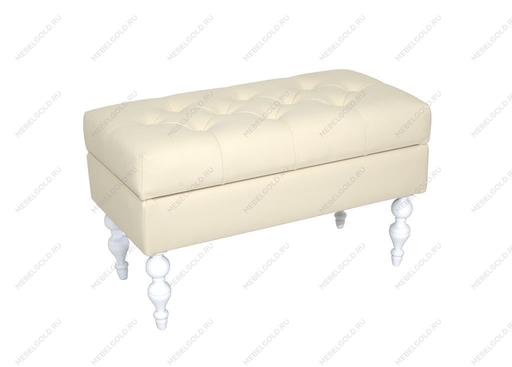 Банкетка Виктория (эмаль белая/кожзам 4 кремовый)