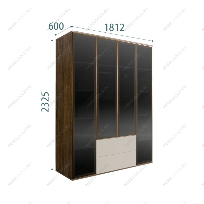 Шкаф 4-х дв. с ящиками Bogemia Woodline Air (Шелк/Золото) БМШ2/42(4)