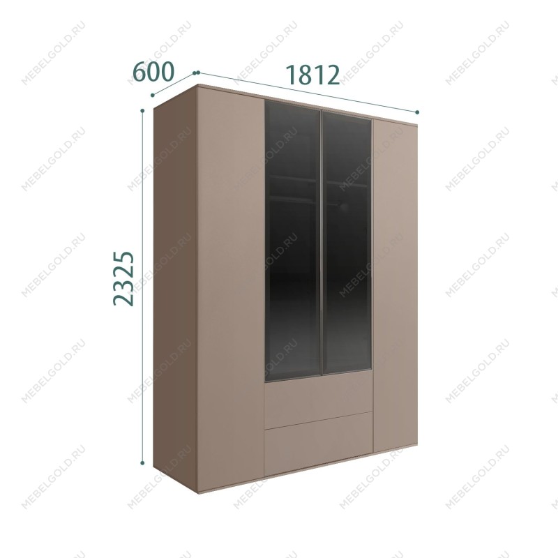 Шкаф 4-х дв. с ящиками Bogemia Air (Мокка/Черный) БМШ2/42(2)