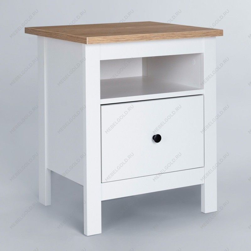 САГА тумба прикроватная белая/ясень | изображение 1