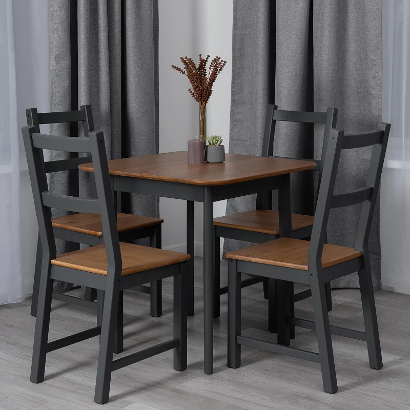 Стол Соната Люкс/Sonata Lux table, 75х75х75 см, массив сосны, антик /графит, 75х75х75 см | изображение 5