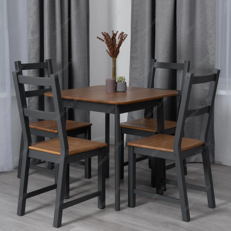 Стол Соната Люкс/Sonata Lux table, 75х75х75 см, массив сосны, антик /графит, 75х75х75 см | изображение 5