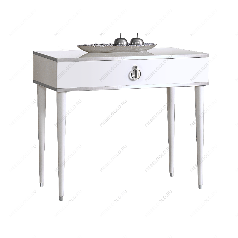 Стол туалетный узкий Римини (Белый/Серебро) РМСТ-1[9]