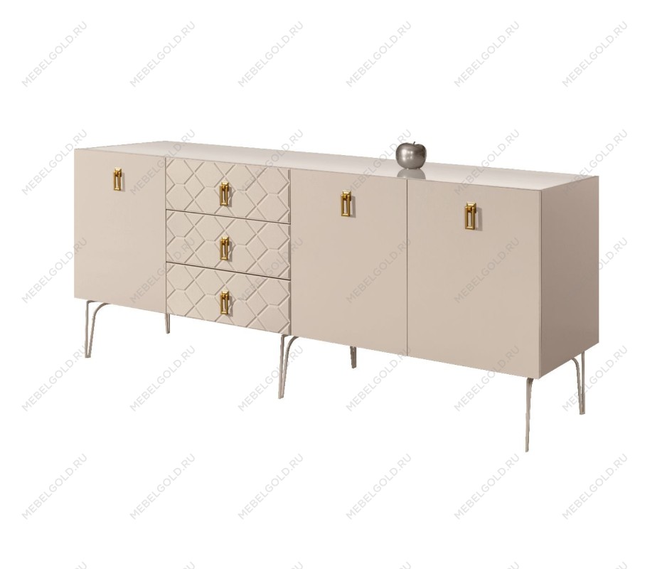 Комод 2.1м Bogemia Farfalle (Ваниль) (Lakobel/Золото) БМКМ-5(Fa)