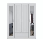 БРИМНЭС / СИРИУС Шкаф ИКЕА / IKEA комбинированный 4 двери и 1 ящик белый (с 2 зеркалами) | изображение 1