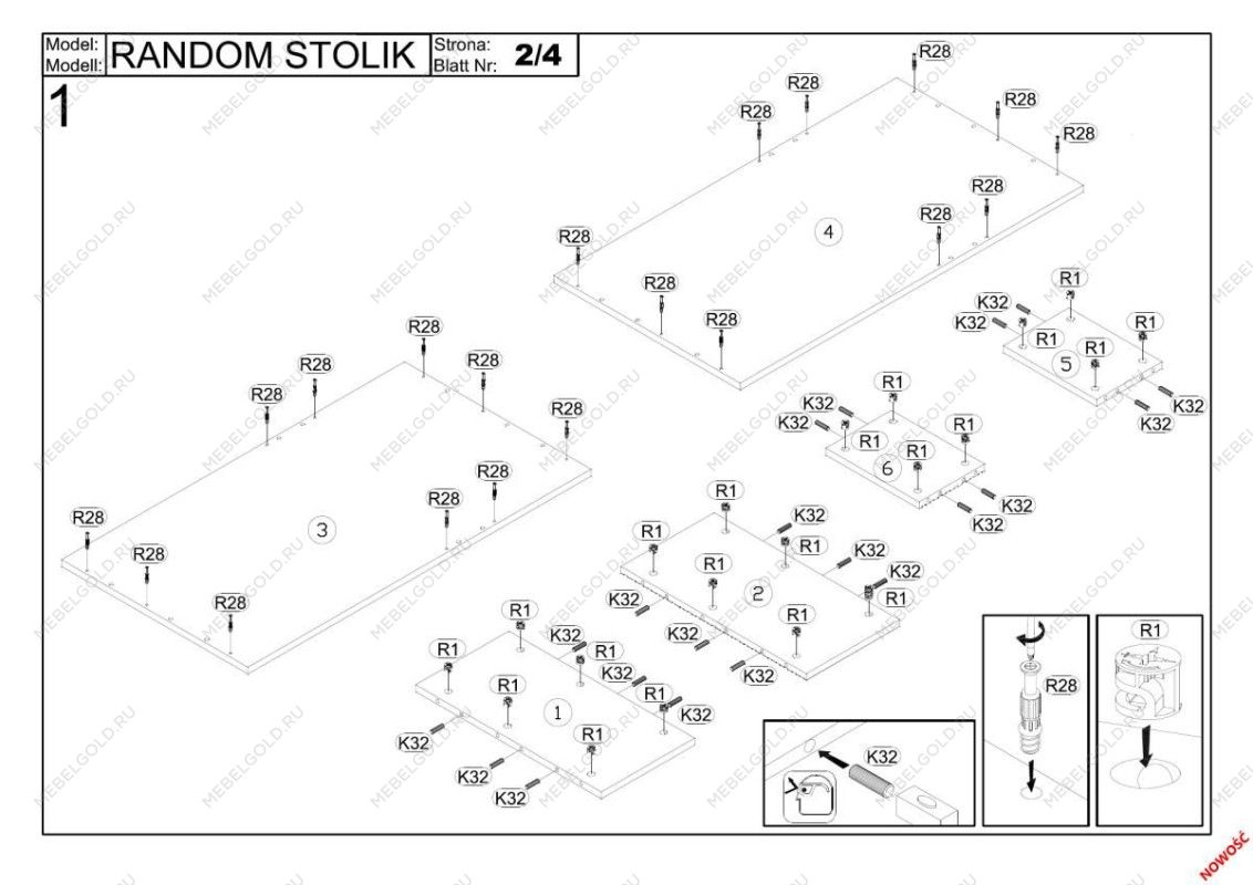 Стол журнальный Halmar RANDOM LAW-1 (дуб вотан/черный) | изображение 2