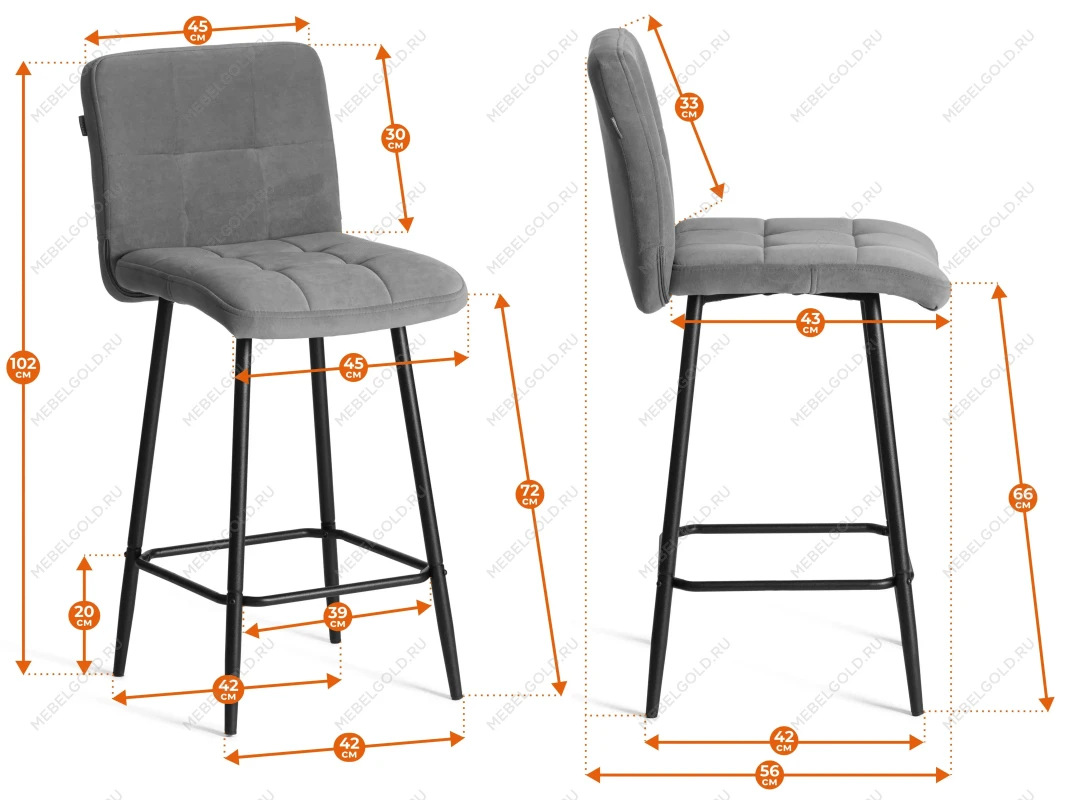 Полубарный стул Medeo/Медео, экокожа, бежевый, 42х56х102 см | изображение 15