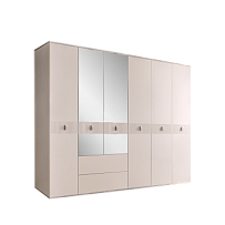 Шкаф 6-ти дверный с зеркалом, с ящиками Римини СОЛО (Слоновая кость/Серебро) РМШ1/61(s)