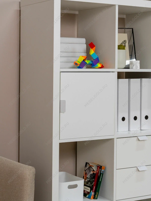 Модуль с дверцей для стеллажа ФОРА, ручка металл, 33х33х37, белый | изображение 4