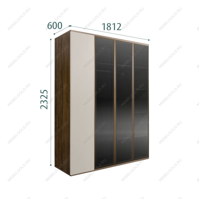 Шкаф 4-х дв. Bogemia Woodline Air (Шелк/Золото) БМШ2/4(3)