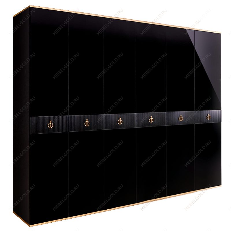 Шкаф 6-ти дверный Римини СОЛО (Черный/Золото) РМШ2/6(s)