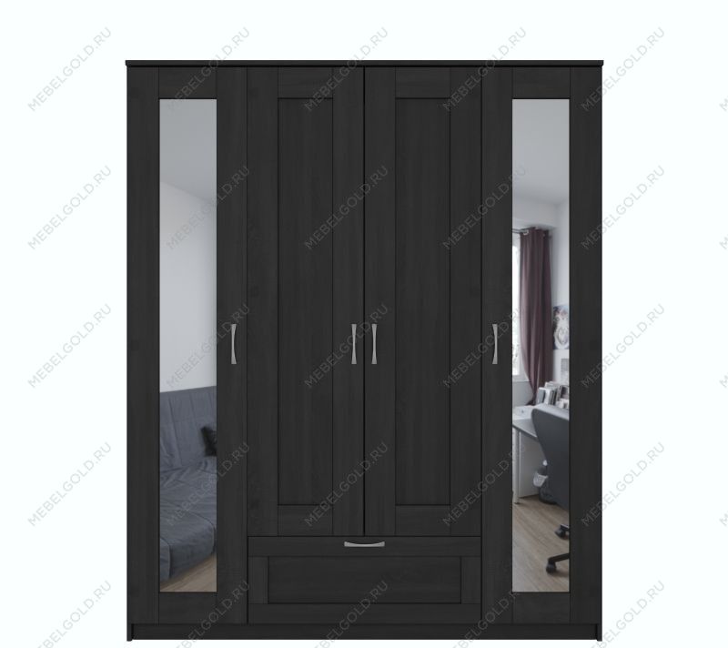 БРИМНЭС / СИРИУС Шкаф ИКЕА / IKEA комбинированный 4 двери и 1 ящик Дуб Венге (с 2 зеркалами) | изображение 1