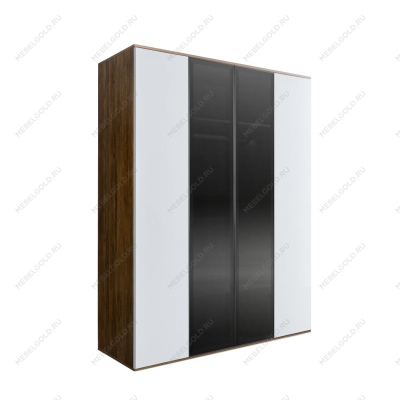 Шкаф 4-х дв. Bogemia Woodline Air (Белый/Черный) БМШ2/42(2)