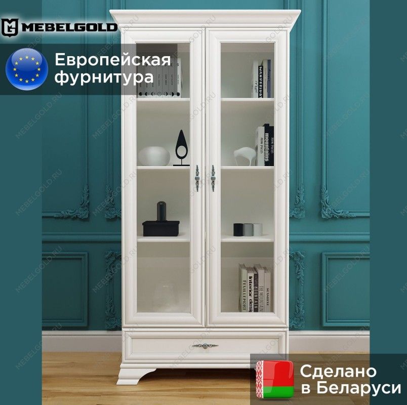 Шкаф с витриной Кентаки REG2W1S белый | изображение 1