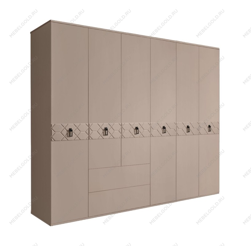 Шкаф 6-ти дверный с ящиками, Bogemia Farfalle (Мокка/Черный) БМШ2/61(Fa)