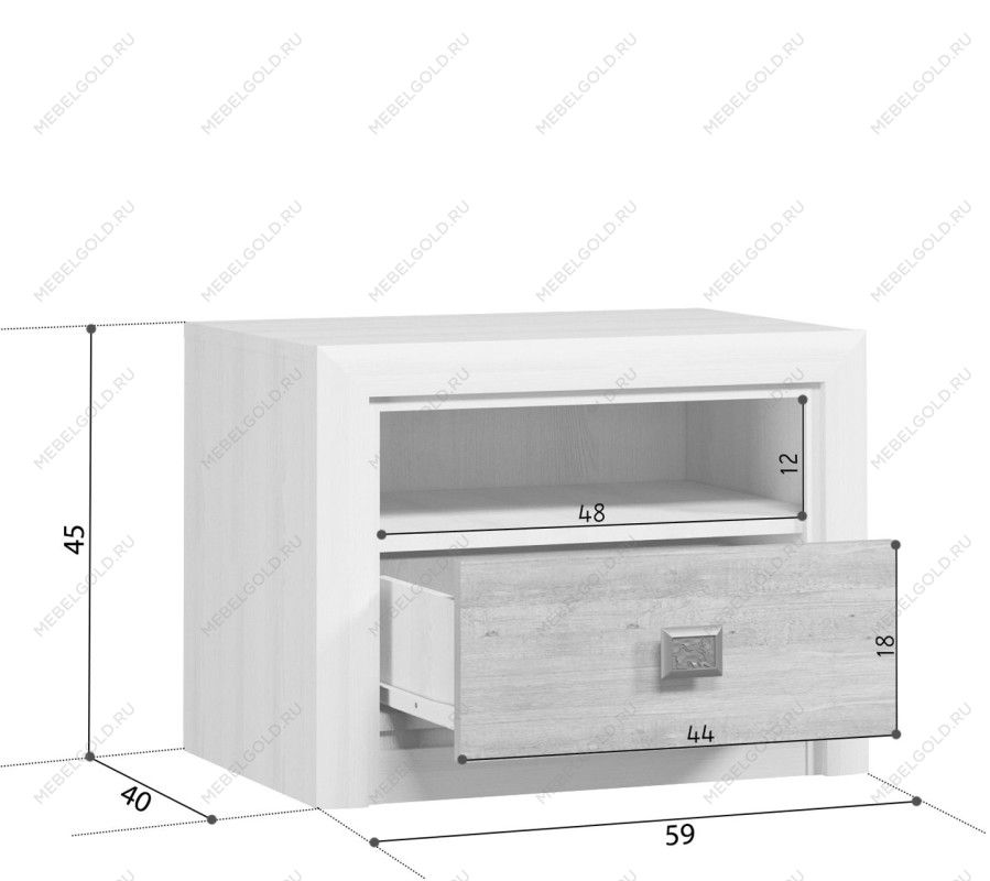 Тумба прикроватная Коен KOM1S ясень снежный | изображение 1
