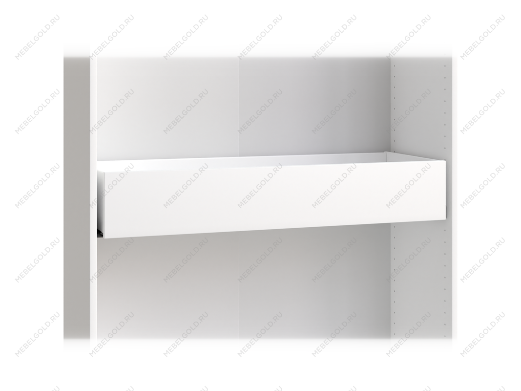 Ящик МАКС длинный выдвижной в двухдверный узкий шкаф, ДСП, цвет белый | изображение 1