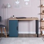 ИНГАР 1/ДВ/T стол письменный 120x75x55, дуб беленый/серо-бирюзовый/черный | изображение 3