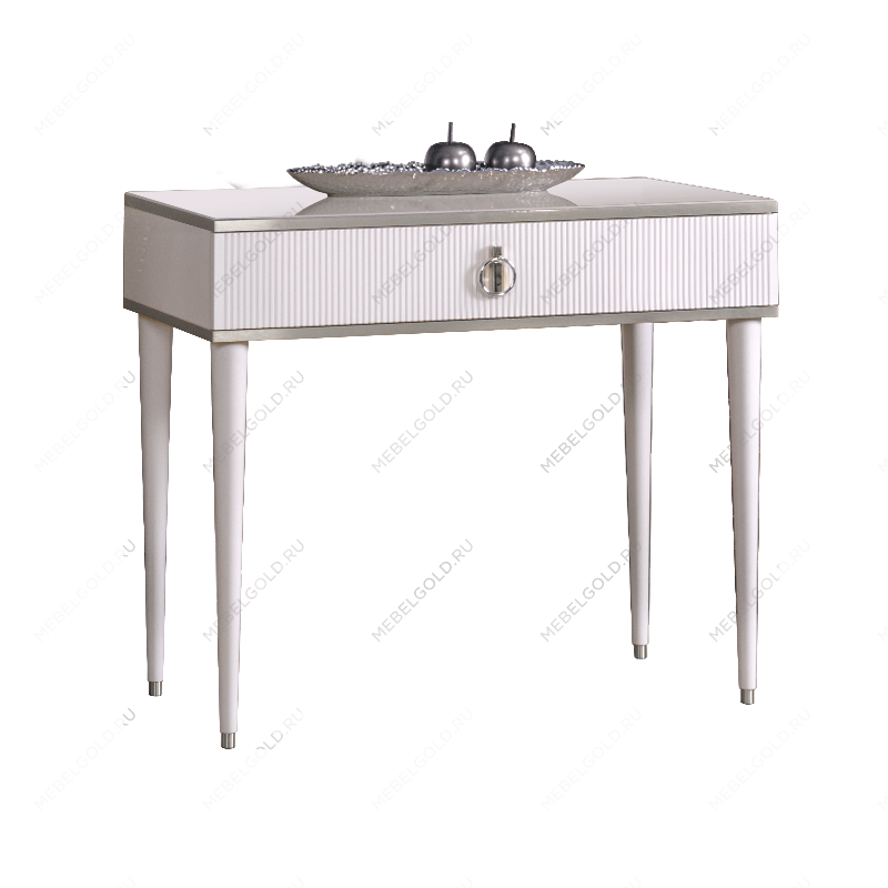 Стол туалетный узкий Римини СОЛО (Белый/Серебро) РМСТ-1(s)[9]