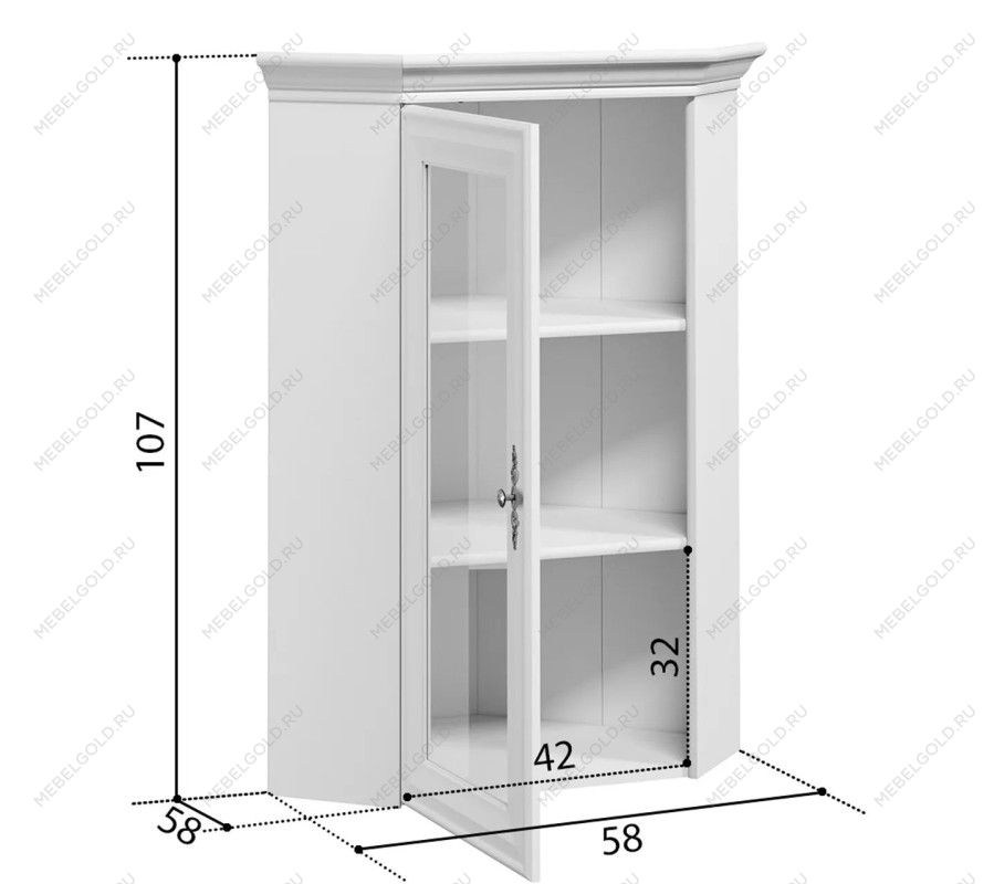 Шкаф верхний с витриной Кентаки NADN1W белый - Выставка Лобня | изображение 3