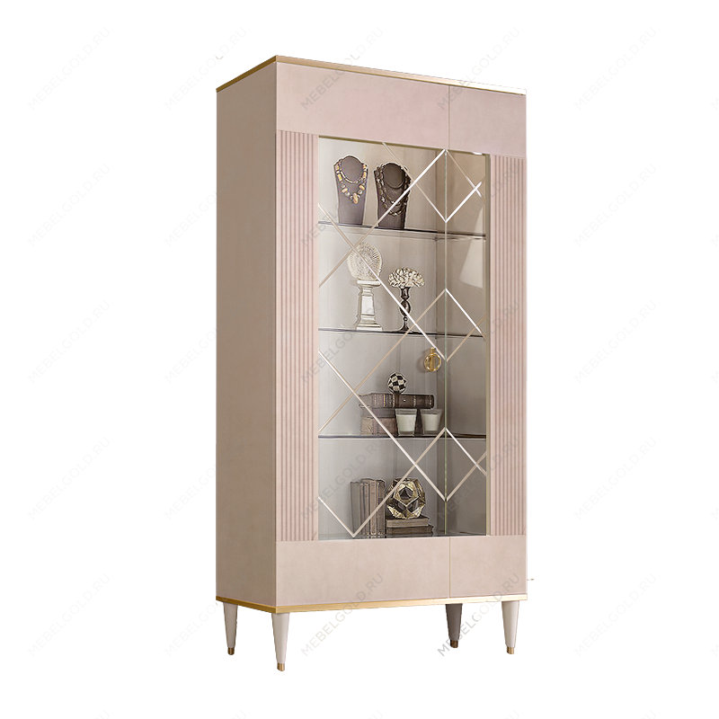 Витрина 2-ств. Римини СОЛО (Латте/Золото) (Левая) РМВ2-2С(s)