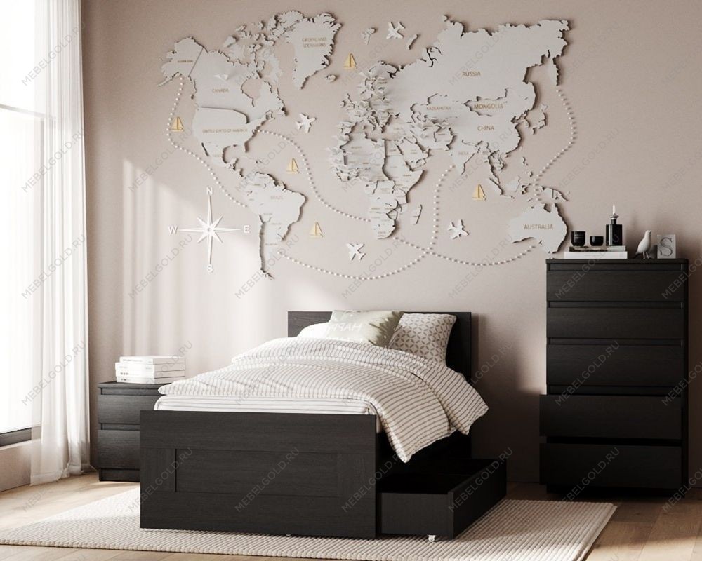 БРИМНЭС / СИРИУС кровать одинарная ИКЕА / IKEA 90х200 Дуб Венге | изображение 4