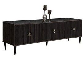 Тумба под телевизор (3 двери) Римини СОЛО (Орех империя/Серебро) РМТ-2(s)