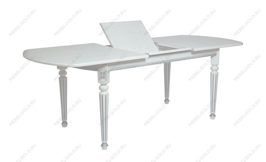 Стол овальный Милорд-170 (90х170х220/белый/патина серебро) | изображение 2