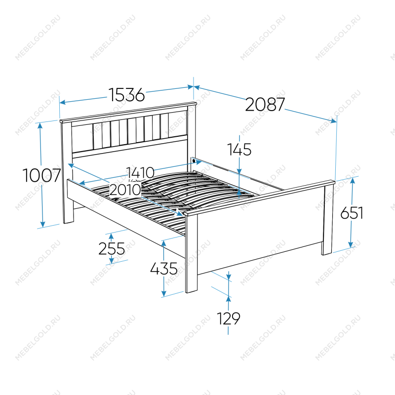 САГА кровать двойная 140х200 белая | изображение 1