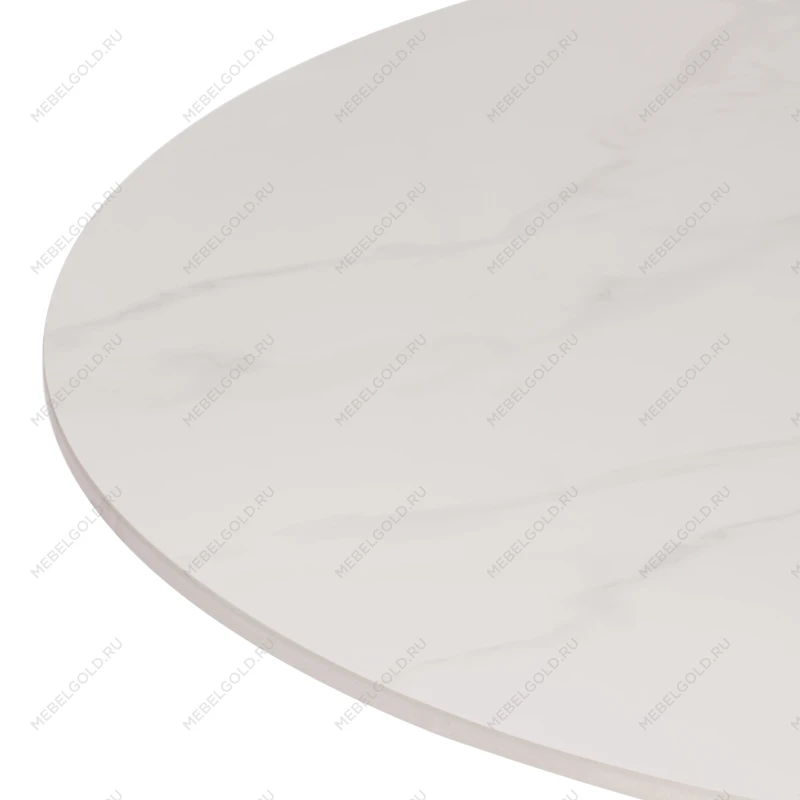 Стол обеденный Tulip/Тулип, столешница керамика (глянцевая) / опоры металл, белый/белый, 90х75 см | изображение 1