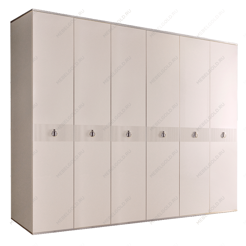 Шкаф 6-ти дверный Римини СОЛО (Слоновая кость/Серебро) РМШ2/6(s)