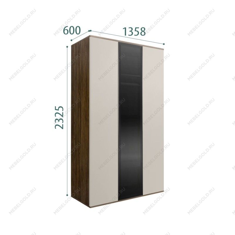 Шкаф 3-х дверный Bogemia Woodline Air (Шелк/Черный) БМШ2/3(1)