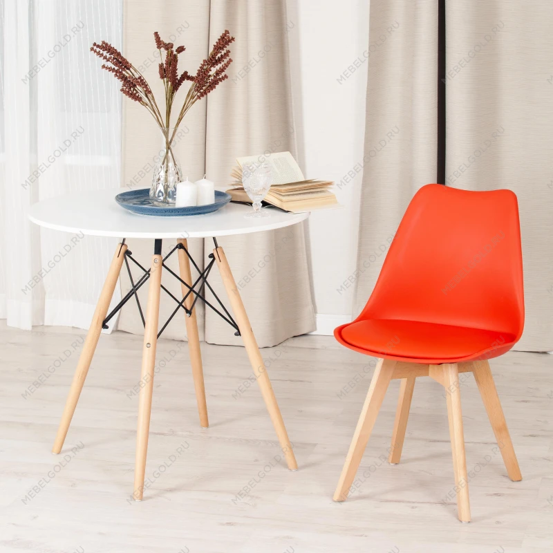 Стул TULIP (mod. 73)/1 шт. в упаковке, дерево/пластик/ПУ, 48.5*52.5*83cм, красный | изображение 9