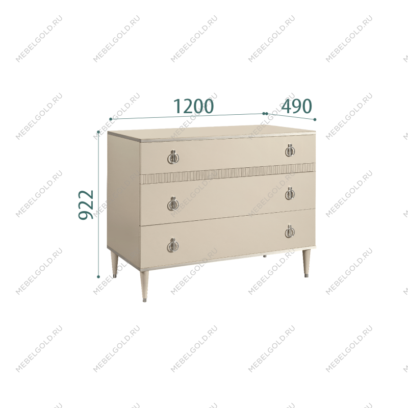 Комод с планкой Римини СОЛО (Ваниль/Серебро) РМКМ-3(s)