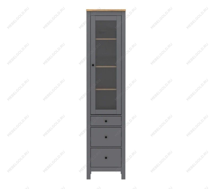 САГА шкаф с витриной 50 серый/ясень | изображение 1