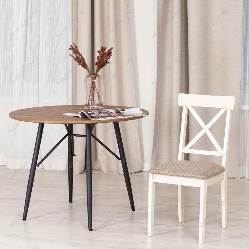 Стул Гольфи 2/Golfi 2, дерево гевея, 45*51*94, ivory white, ткань кор.-зол. (1505-9) | изображение 9