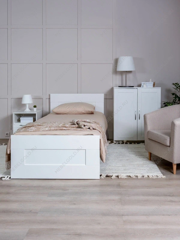 Кровать односпальная Сириус, 90х200 см, белая | изображение 7