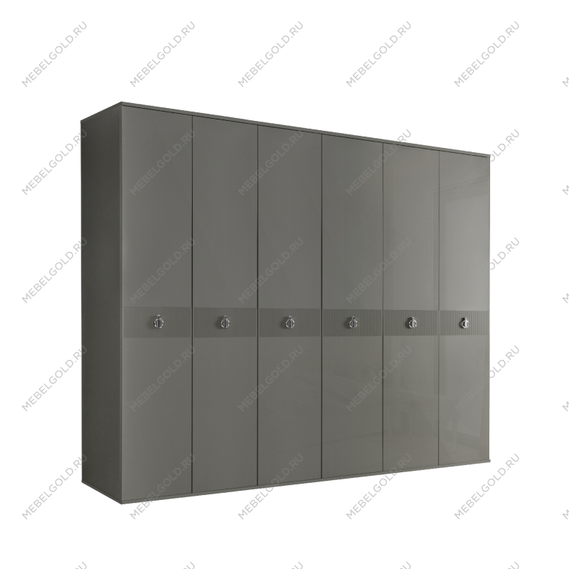 Шкаф 6-ти дверный Римини СОЛО (Серый/Серебро) РМШ2/6(s)