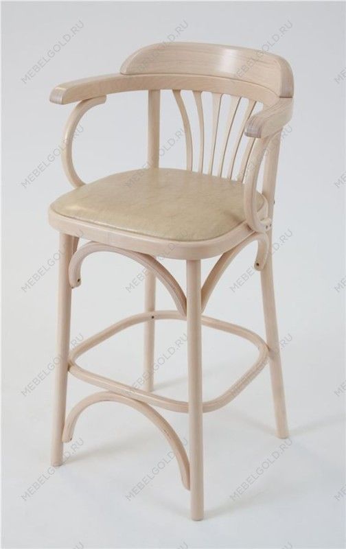 Стул барный 650 Венский мягкий (беленый дуб, экокожа бежевая) | изображение 1