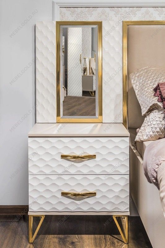 м. Марьина Роща - Зеркало Лара для прикроватной тумбы белый глянец | изображение 2