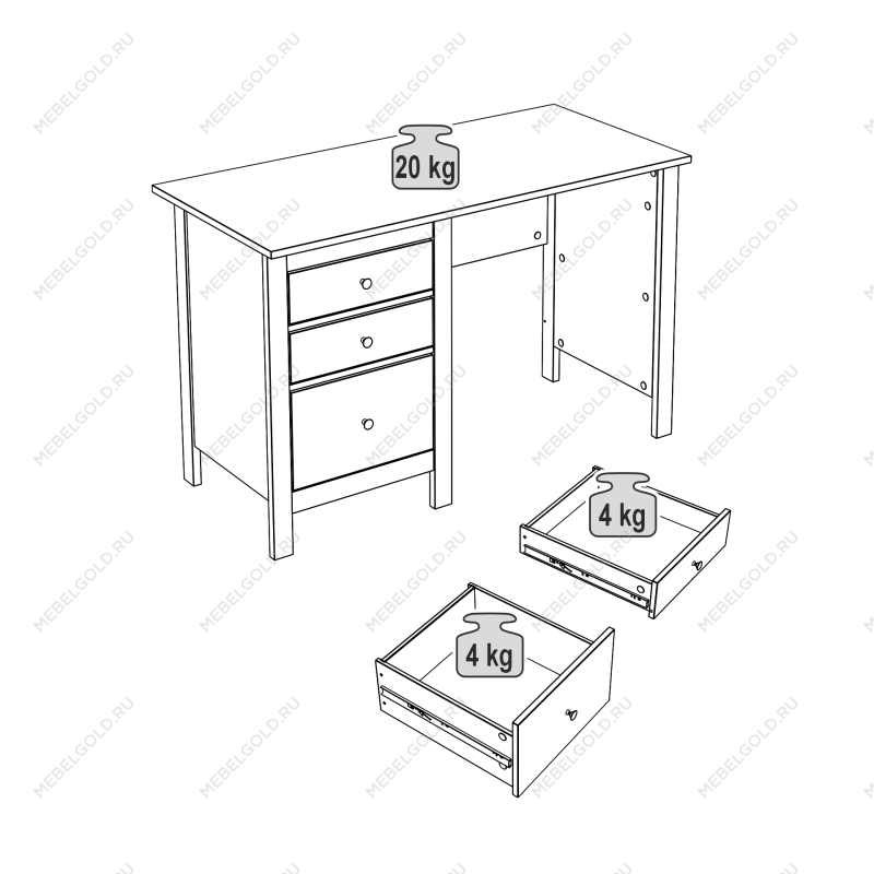 САГА стол письменный 120х56 серый | изображение 3